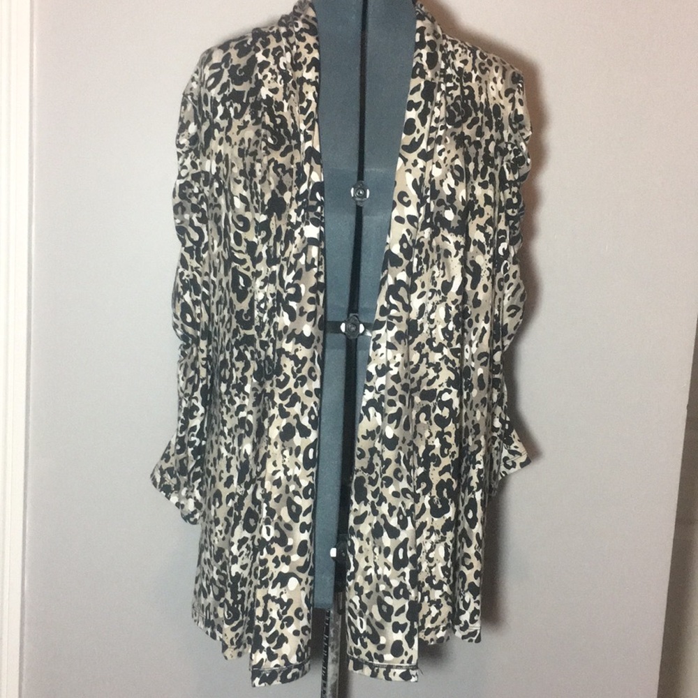 Elementz neutral animal print open-front cardigan